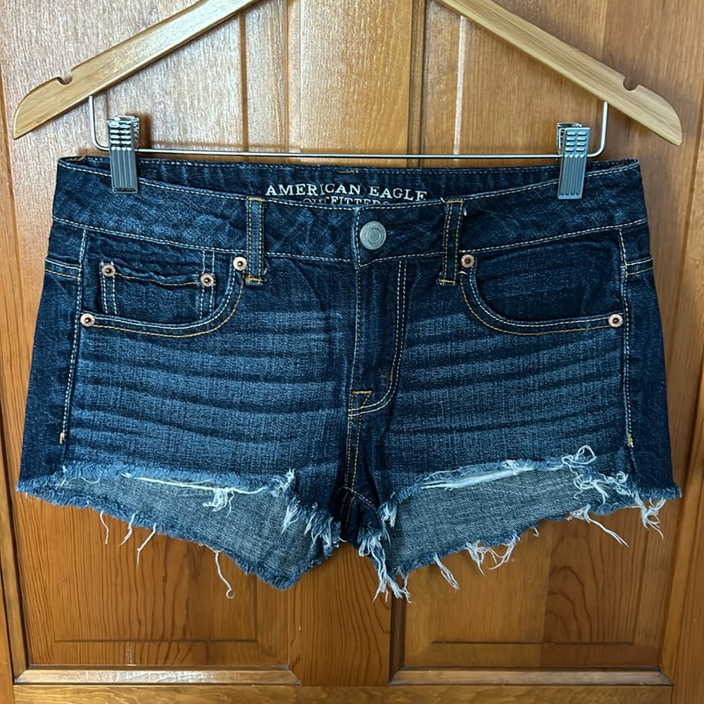 American Eagle dark wash low rise shorts